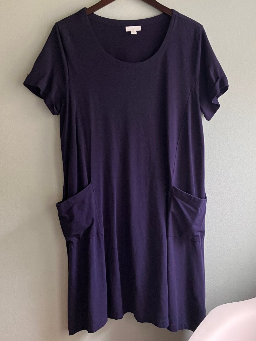J.Jill Navy Tencel Modal Knit Pocket T-Shirt Dress L